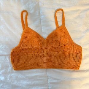 H&M crocheted orange crop top